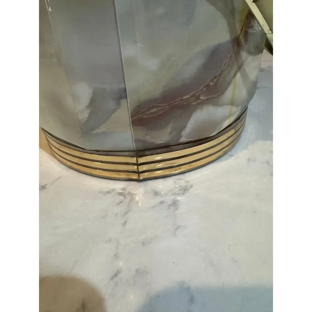 vintage mid-century modern insulated ice bucket faux-marble vinyl outer finish